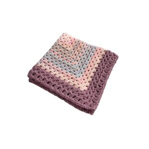 baby blanket hand crocheted granny square 24x24 inches